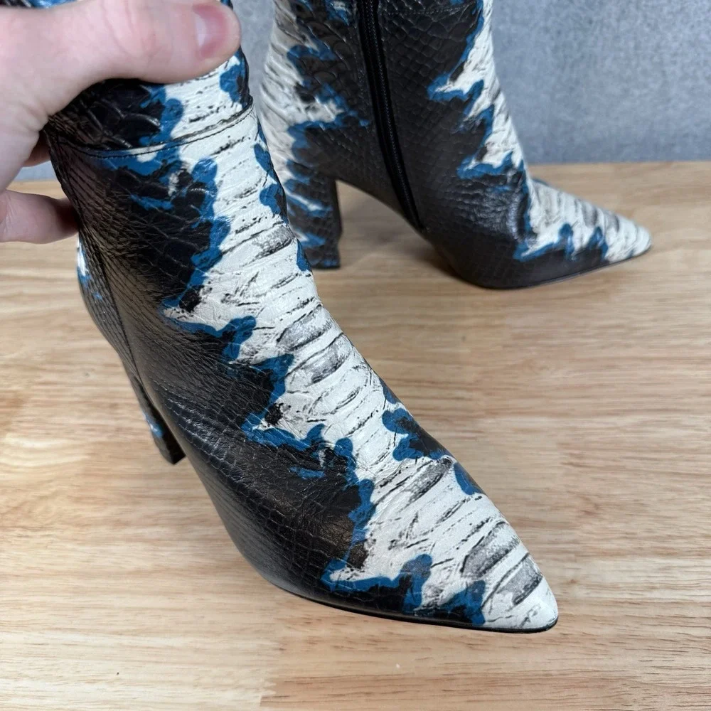 Gianni Bini Kellbie Snake Print Knee High Boots Sz 6.5 Blue Black